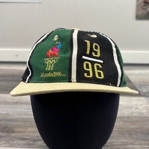 Vintage 90s Olympics 1996 Green OS USA Logo Athletic Hat Atlanta GA Snapback Cap